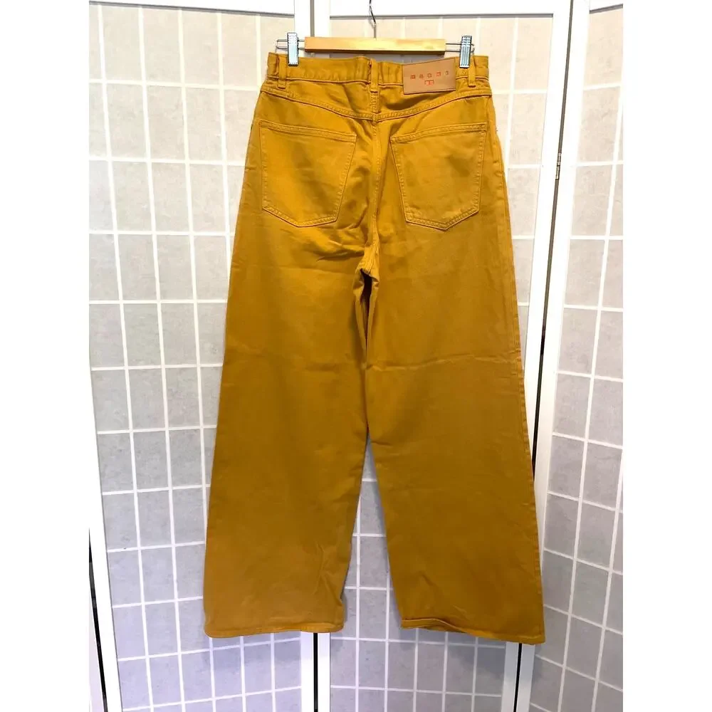 Marni x Uniqlo Wide Leg Pants Mustard Yellow 27x31 Oversized Contemporary Artsy - Picture 3 of 8
